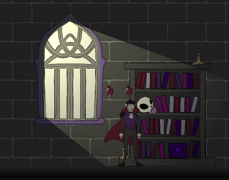 A screenshot of Blood Sucker, showing the player, and Godot's in-engine lighting