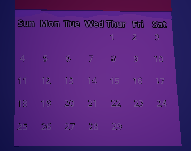 A screenshot of the calendar in Rescheduled